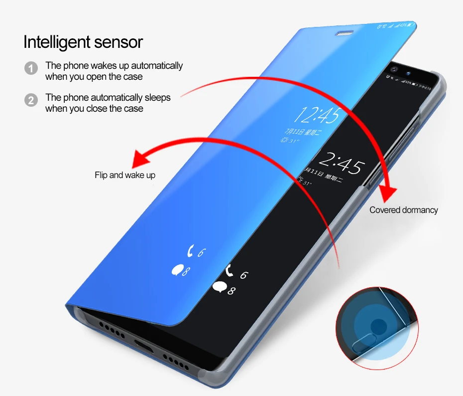 Умный зеркальный флип чехол для Xiaomi Redmi Note 7 6 5 Pro 5A plus мобильного телефона 9 8 se Lite F1
