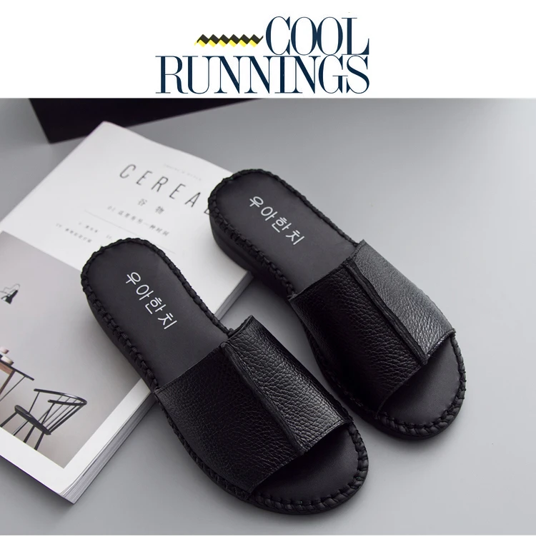 DRKANOL/летние женские шлепанцы ручной работы из натуральной кожи; Босоножки с открытым носком; женская обувь; шлепанцы на плоской подошве; пляжные вьетнамки