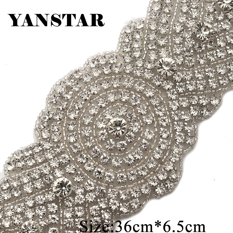 YANSTAR оптовая продажа (30 шт.) стразы аппликации для свадебного пояса Серебряные