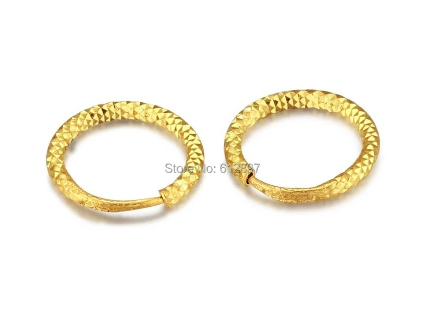 Однотонные серьги кольца из желтого золота 24k/круглые на удачу/1 99 г|circle hoop earrings|gold