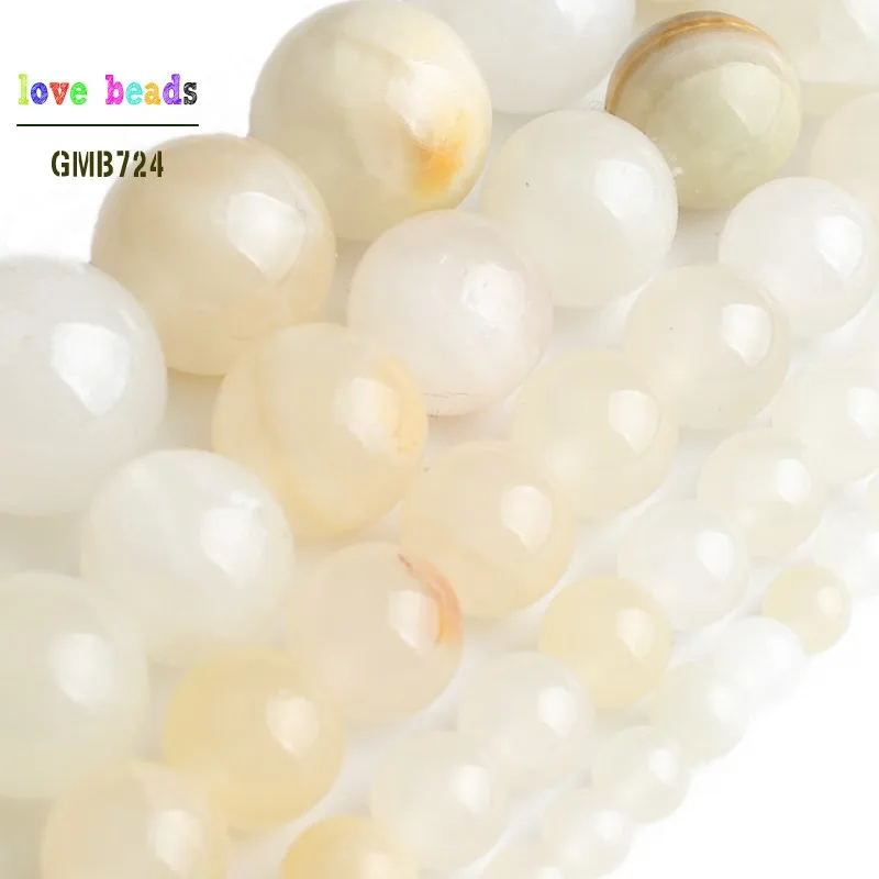 Natural Flower Light Yellow Stone Round eads for Jewelry Making Diy Bracelet 15'' Strand 4/6/8/10/12mm Persian Jades | Украшения и