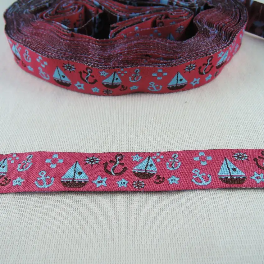 5/" 10 ярдов якорь плетеная жаккардовая из Полиэстера Лента 16 мм tecido жаккардовые ленты подходит поводок для собак CX32