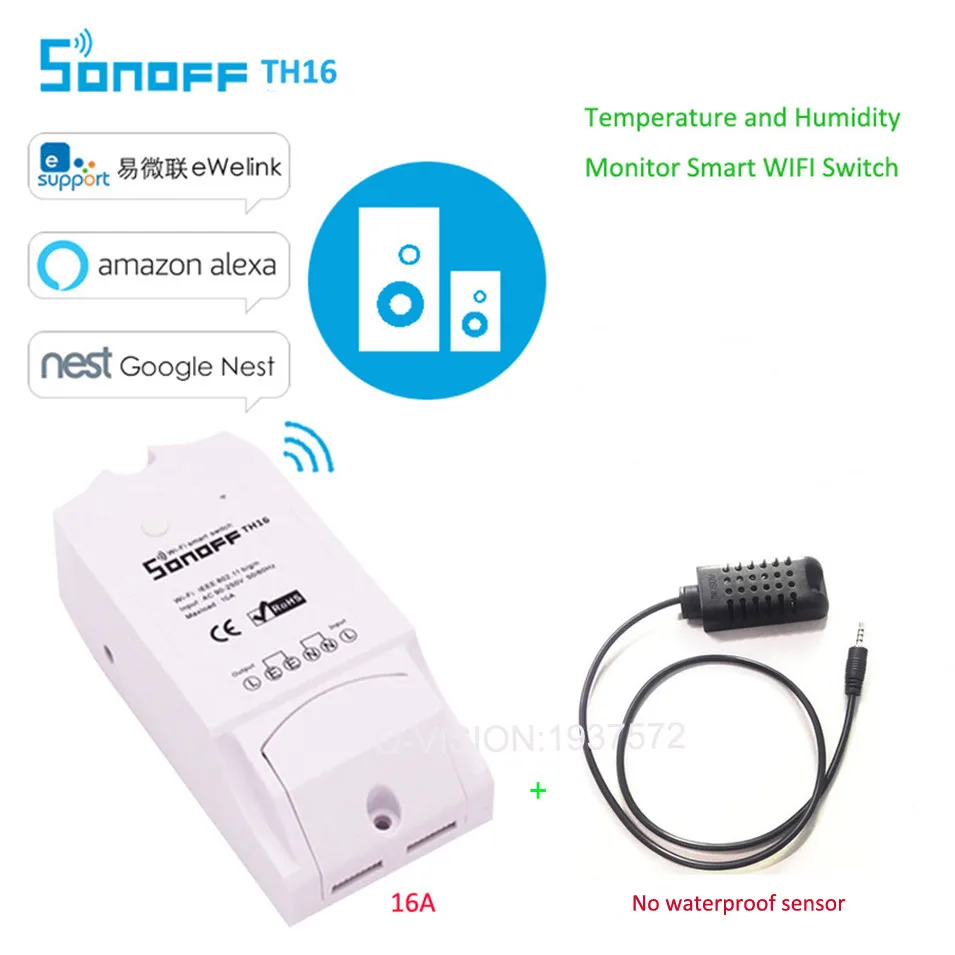 Sonoff TH 16A WiFi умный пульт дистанционного управления Лер датчик температуры и влажности умный контроль Функция синхронизации