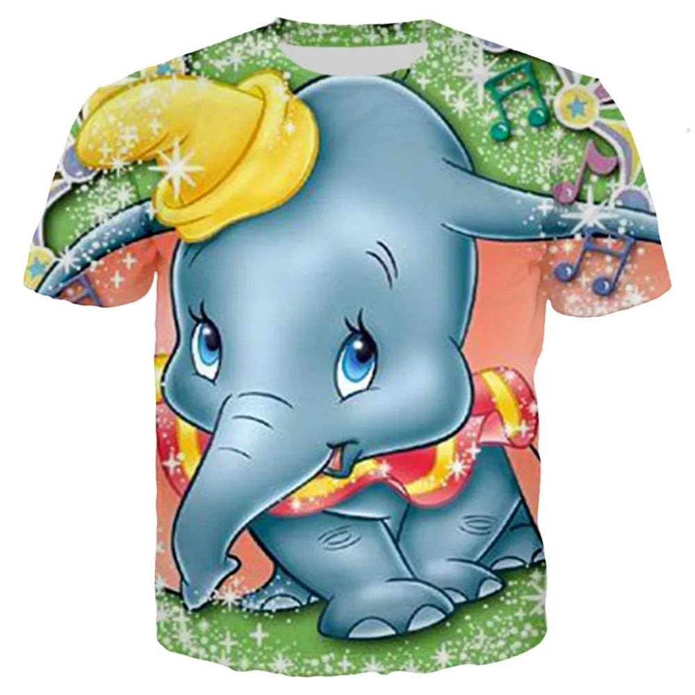 Детская футболка Dumbo 3D футболка Новая модная футболка для мальчиков Одежда для подростков Милая рубашка с изображением слонов Для девочек летняя одежда для мальчиков