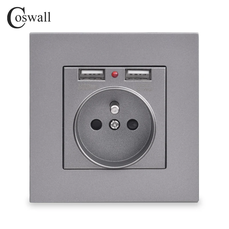 Coswall двойной usb порт для зарядки 5 в 2 1 а светодиодный индикатор 16A настенная