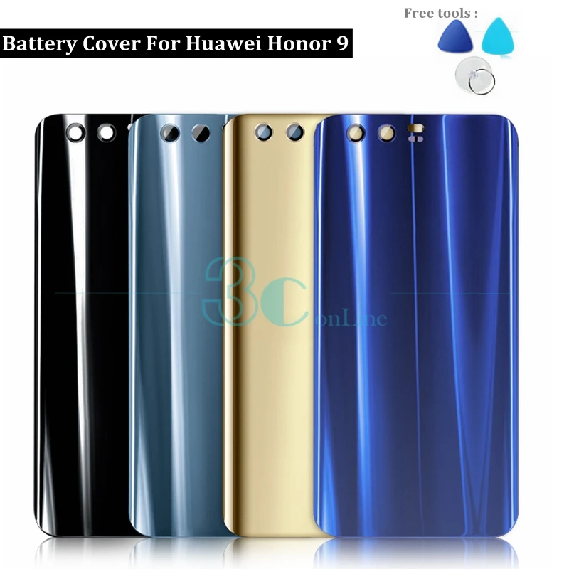 Для Huawei Honor 9 Задняя крышка батареи Стекло + PC пластик Honor9 корпус двери с 3 м клей