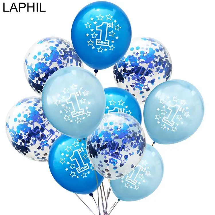LAPHIL детский душ 10 шт. латексный воздушный шар "Конфетти" мальчик девочка 1-й День рождения воздушные шары мой первый день рождения украшения дети я один