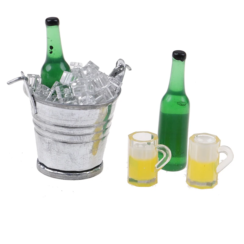 Пивная бутылка + ведро кубик льда чашки для игрового домика игрушечная мебель