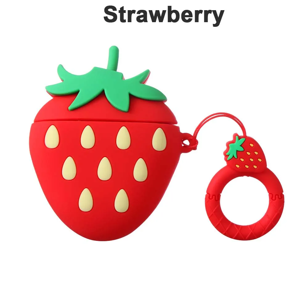 Strawberry 1 шт. милые Мультяшные фрукты Силиконовый чехол авокадо персик Клубника Защитный для Apple AirPods 1/2 Apple аксессуары для наушников - Цвет: Strawberry