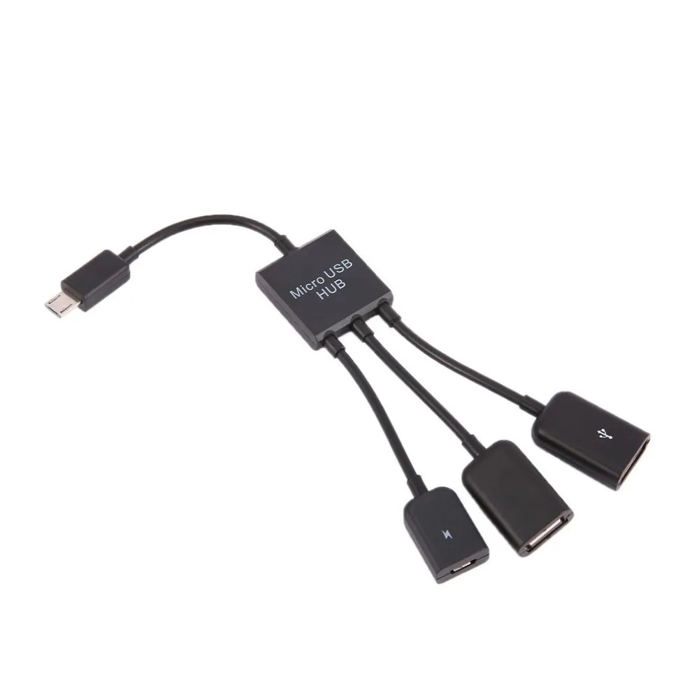 Новинка адаптер 3 в 1 Micro usb хаб штекер гнездо двойной USB 2 0 хоста OTG кабель для