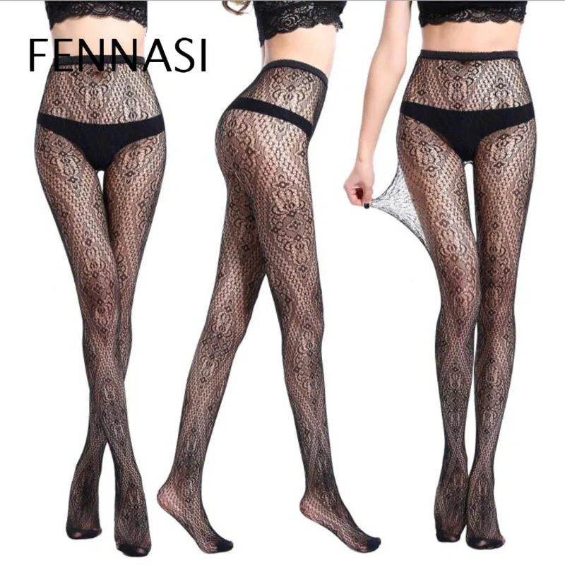 FENNASI сексуальные женские ажурные колготки сетчатые в черный горошек чулки