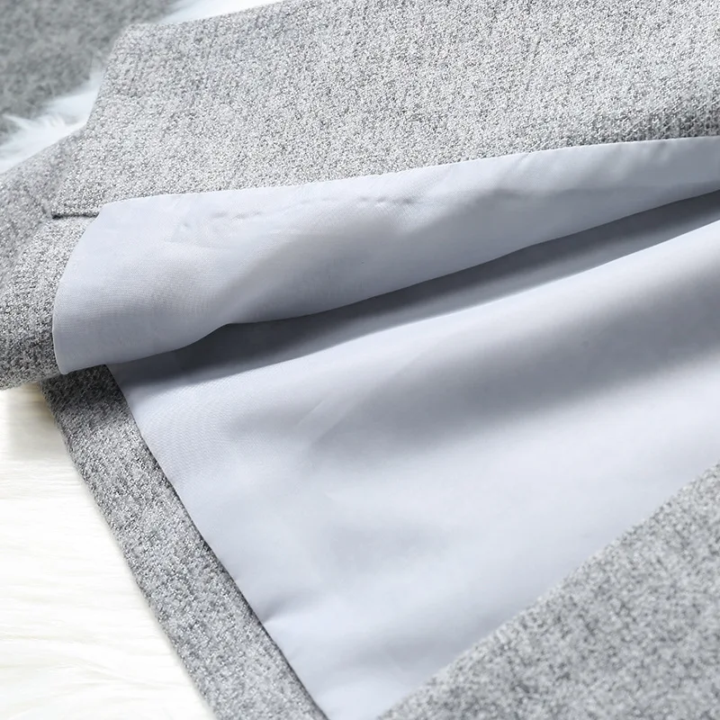 Женское шерстяное пальто весенне осеннее Новое модное серое свободного покроя