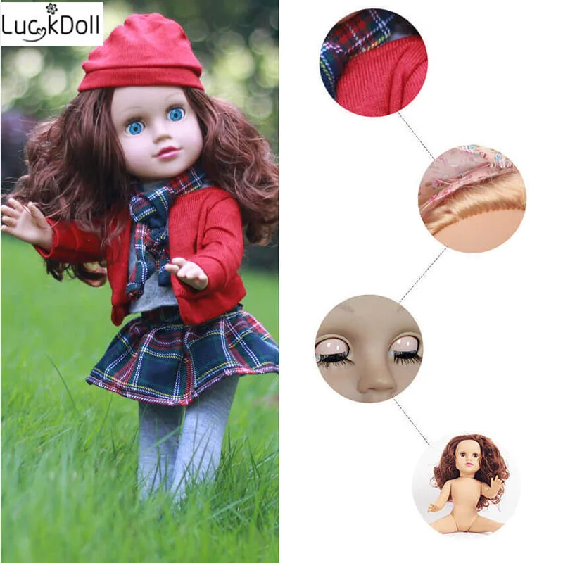 Luckdoll ZWSISU's new blonde/коричневая кукла для волос+ платье костюм-это 45 см настоящая детская игрушка подарок на день рождения для куклы