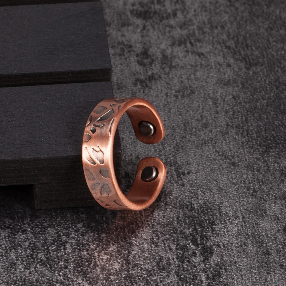 Vinterly Pure Copper Magnetic Rings for Women Vintage Wedding Engagement Womens Finger Adjustable Ring Minimalist Jewelry | Украшения и