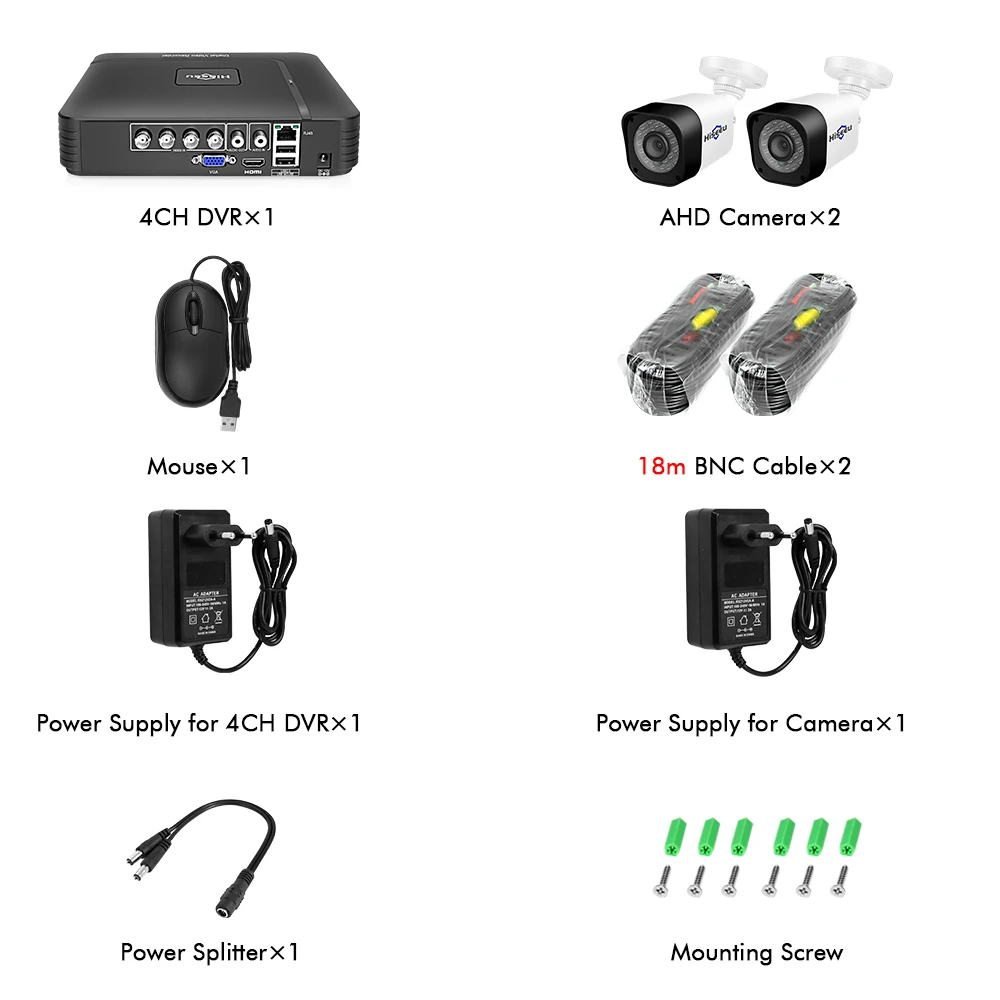 4CH CCTV камера 2 шт. 1.0MP 2MP Водонепроницаемая наружная домашняя безопасности Hiseeu AHD