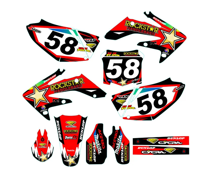 Заказной глянцевый номер, графика и фоны, Наклейка для Honda CRF250R CRF250 2008 2009 CRF 250R CRF 250 R