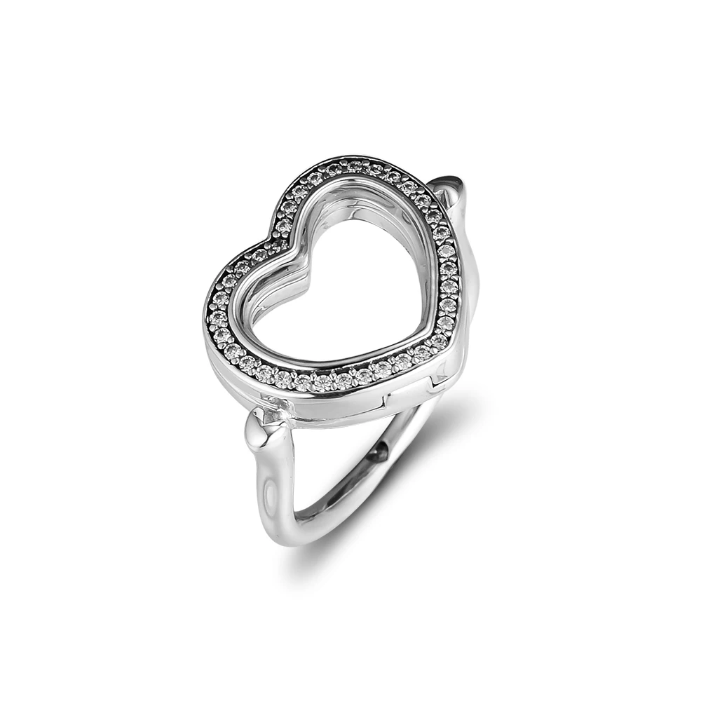 

CKK Ring Sparkling Floating Heart Locket Rings for Women Men Anillos Mujer 925 sterling silver 925 Jewelry Wedding Engagement