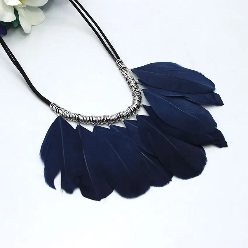 Акция ожерелье с перьями Новые Модные женские ювелирные изделия винтажное