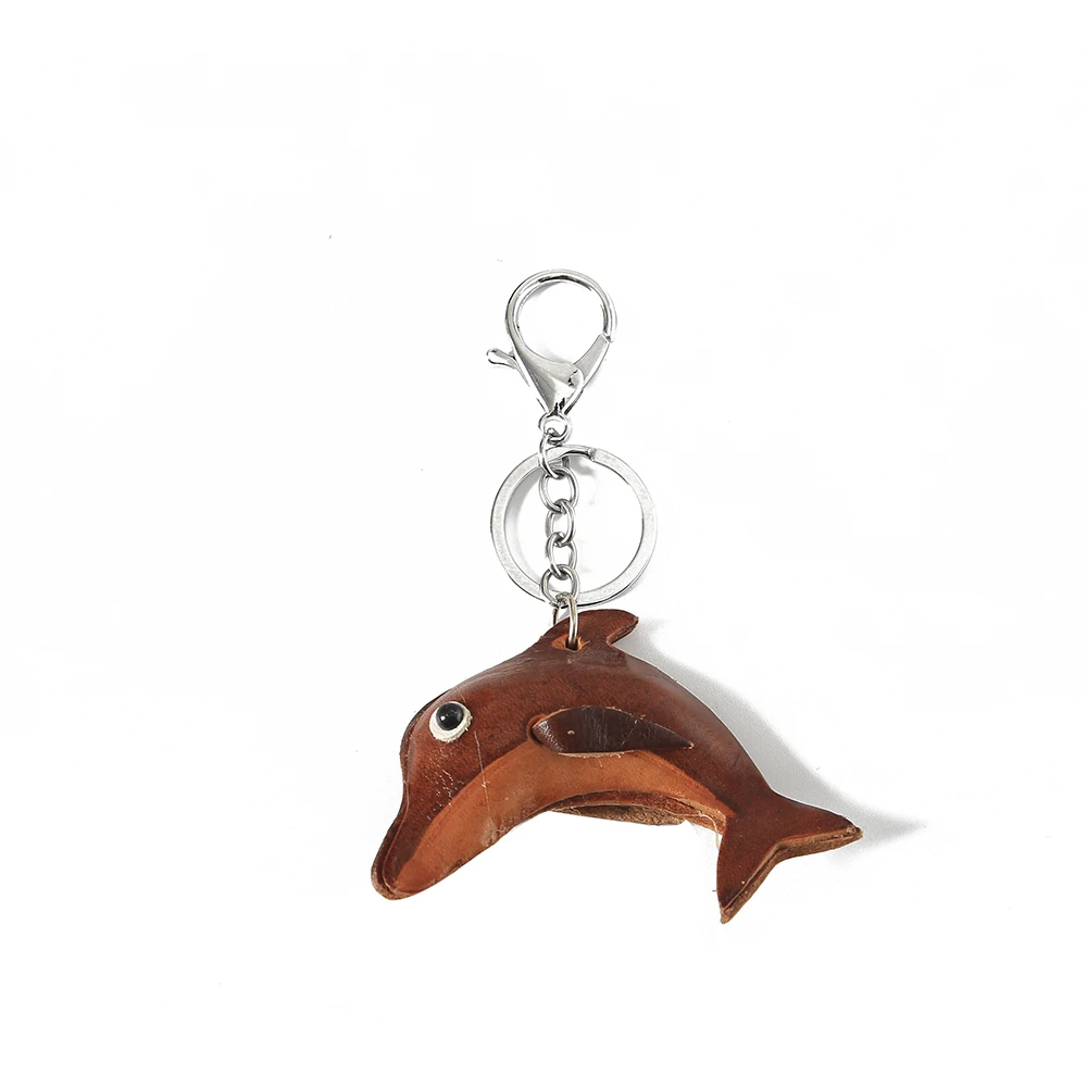 Кожаный брелок милый мини-брелок с дельфином брелки животным кольцо подарок для