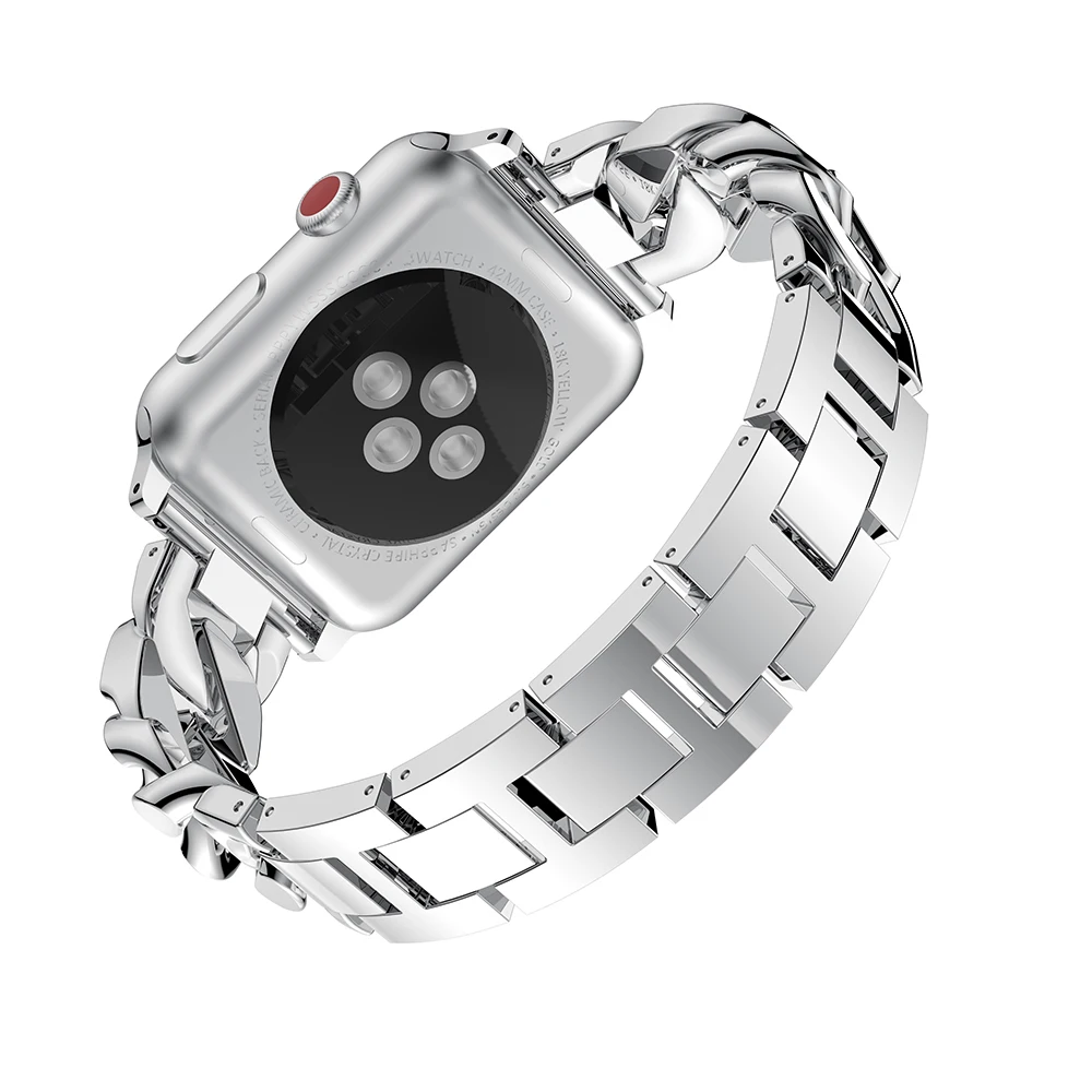 Браслет для Apple watch 38 мм 40 мм 42 мм 44 мм женский ремешок из нержавеющей стали с бриллиантами для iWatch серии 5/4/3/2/1
