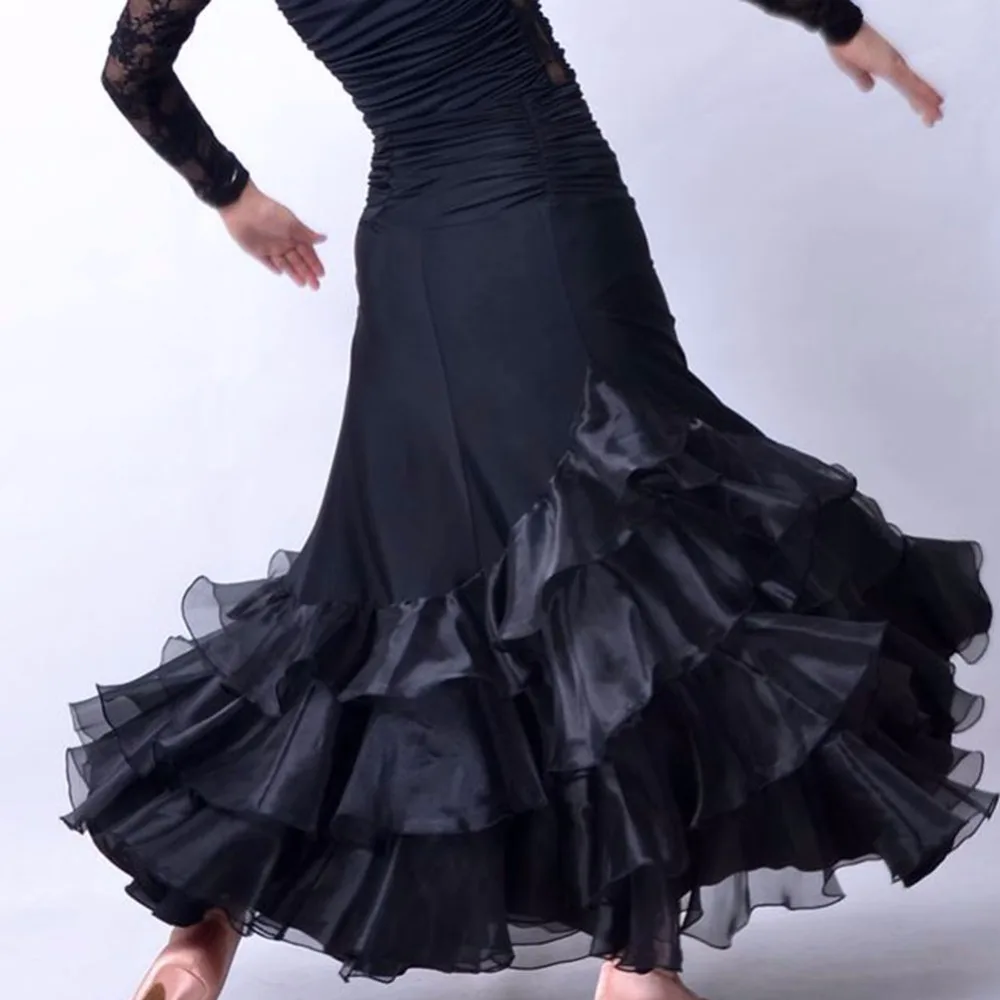 2017 Женская дешевая юбка для бальных танцев не включает топ черного цвета