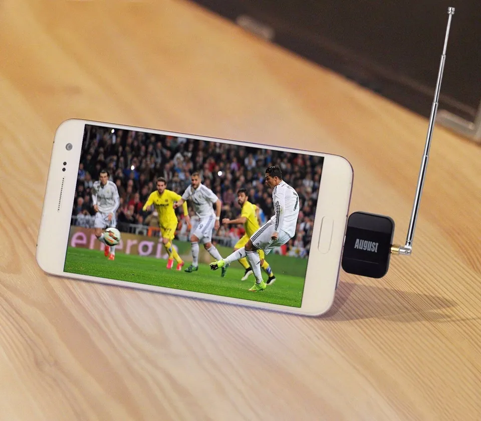 August DVB-T305 портативный ТВ приемник для DVB-T/DVB-T2 Micro USB ТВ-тюнер для Android. Бесплатно смотрите ТВ на смартфоне или планшете без интернета и подписок