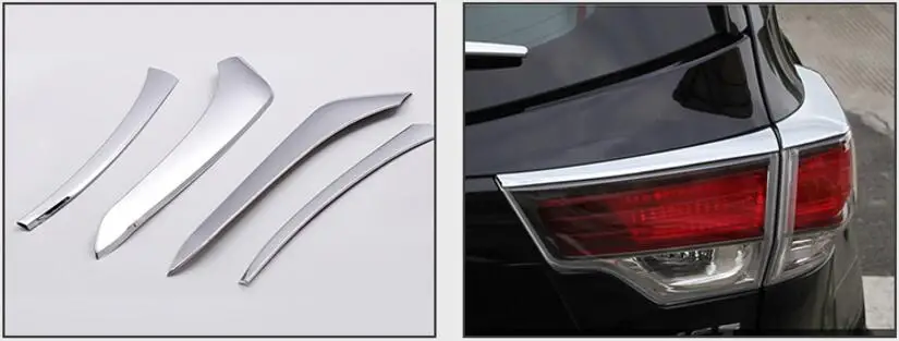 ABS Хром Передняя фара + задний фонарь Крышка лампы Накладка для Toyota Highlander 2015 2016 2017 |