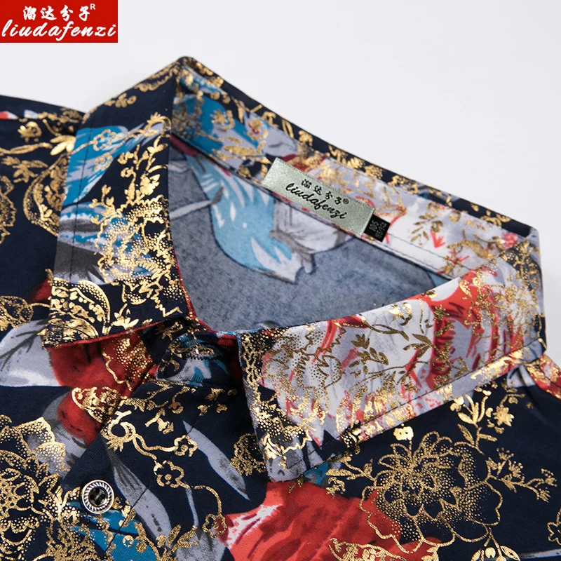 Summer Men's Leisure Individuality Printed Brilliant Coloured Short-sleeved Shirts Large-size Colored Trend | Мужская одежда
