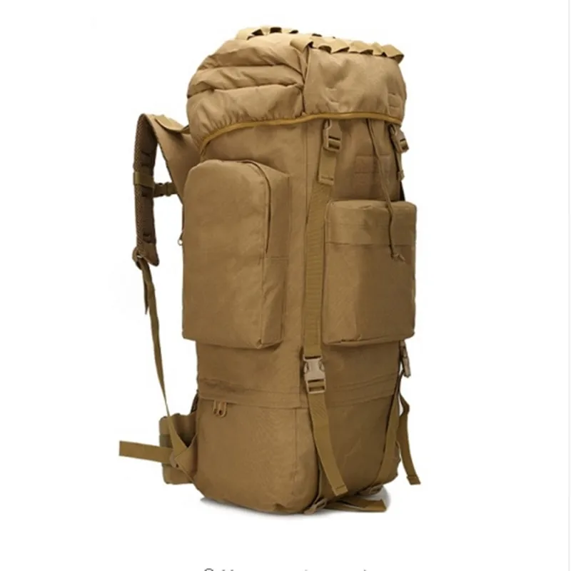 65L Big Capacity Outdoor Travel Camp Climbing Hiking Waterproof Baggage Bag Rucksack Tactical Military Backpack with Rain Cover