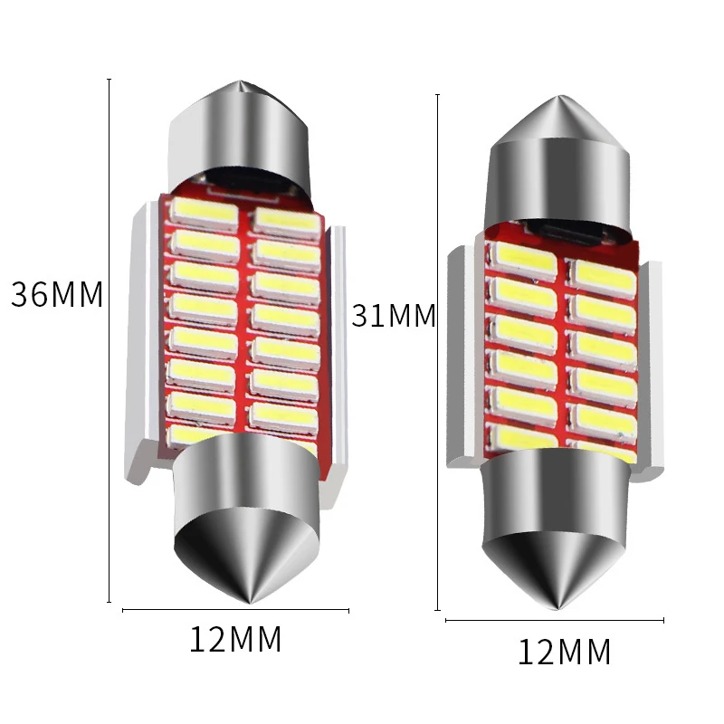 Лама светодиодная автомобильная Festoon 31/36/39/42 мм C5W C10W сверхъяркая 4014 SMD без ошибок