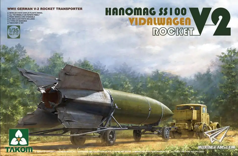 Takom 1:35 WWII Пособия по немецкому языку V-2 ракета транспортер Hanomag SS100 Vidalwagen #2110 |