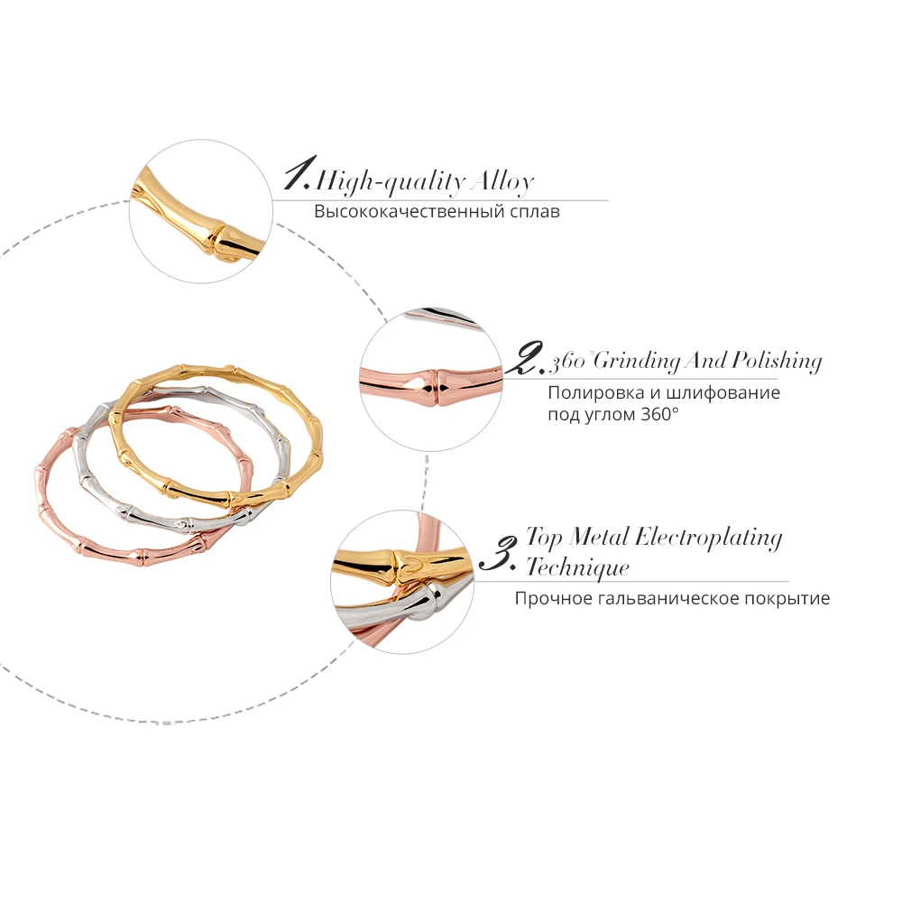 Viennois Rose Gold/Gold/Silver Color women Bracelet &amp Bangles Minimalist Skinny Female Bamboo Shape Jewelry | Украшения и