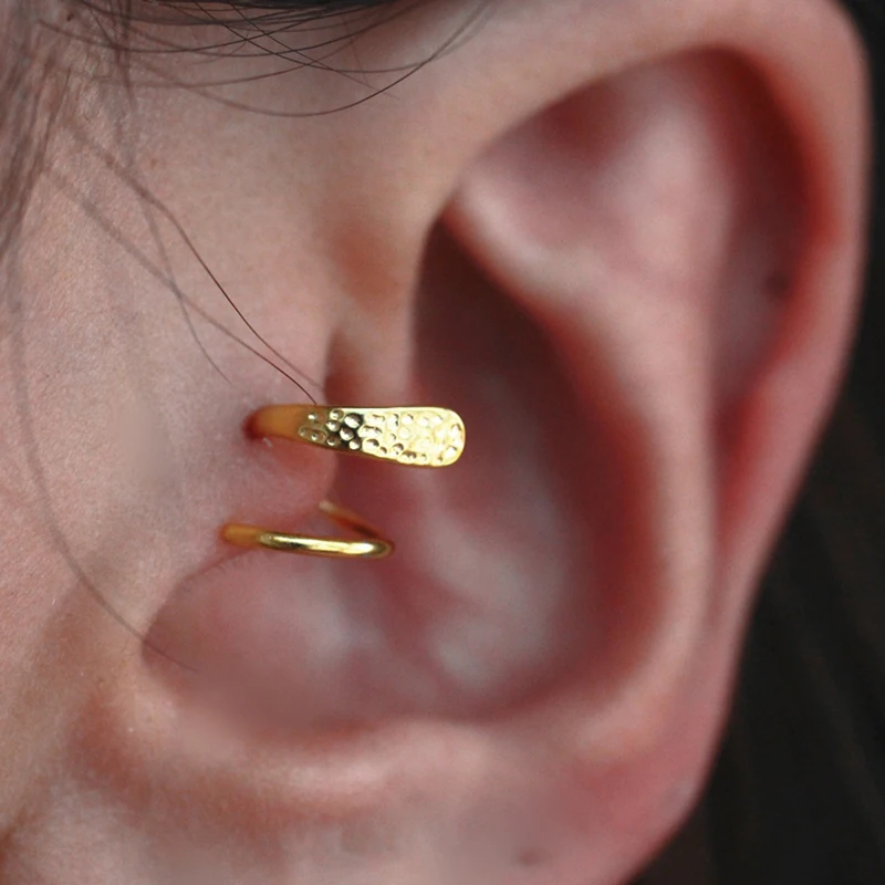 Real Piercing Earrings Ear Cuff Handmade Jewelry Vintage Boho Pendientes Gold Filled/925 Silver Oorbellen Minimalist Earrings