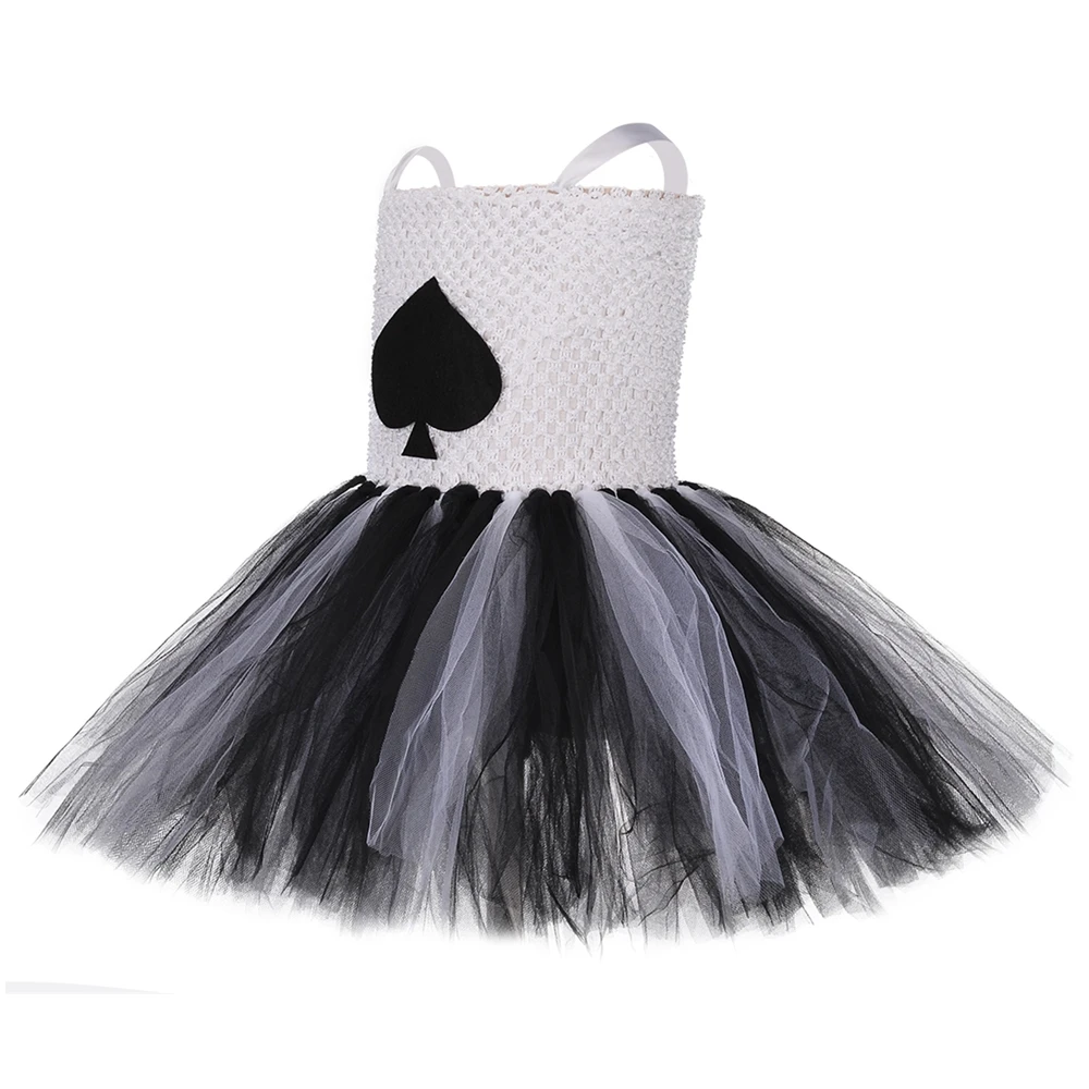 Poker Spade Heart Cos Girl Tutu Dress White&ampBlack School Party Group Costume Novel Children Birthday | Детская одежда и обувь