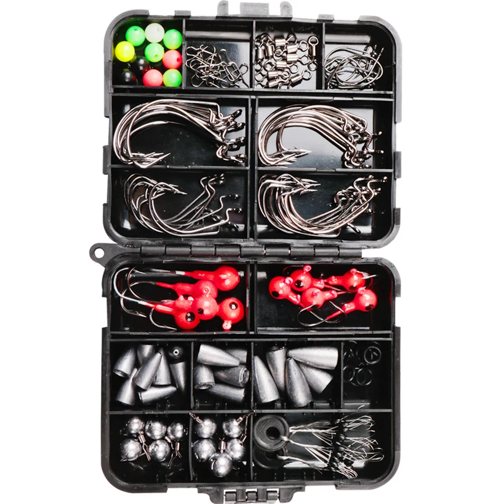 148PCS/Box Fishing Accessories Kit Hooks Lead Swivel Beads Space Beans Jig Heads O-Rings Terminal Tackle | Спорт и развлечения