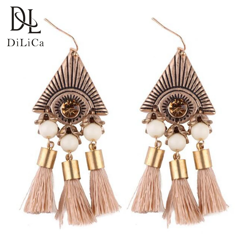 

DiLiCa Vintage Long Tassel Earrings for Women Fashion Bohemian Dangle Earrings Fringe Statement Earring Tassels Jewelry brinco