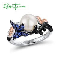santuzza freshwater pearl ring for women 925 sterling silver rings for women cubic zirconia ringen party fashion jewelry