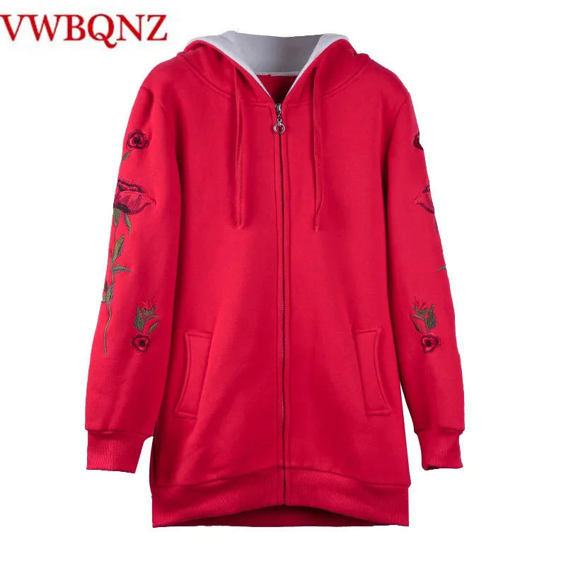 

Women Hoodies & Sweatshirts Casual Tops Autumn Winter Loose Warm Thick Embroidered Zipper Sweatshirt Female Jacket Plus size 4XL