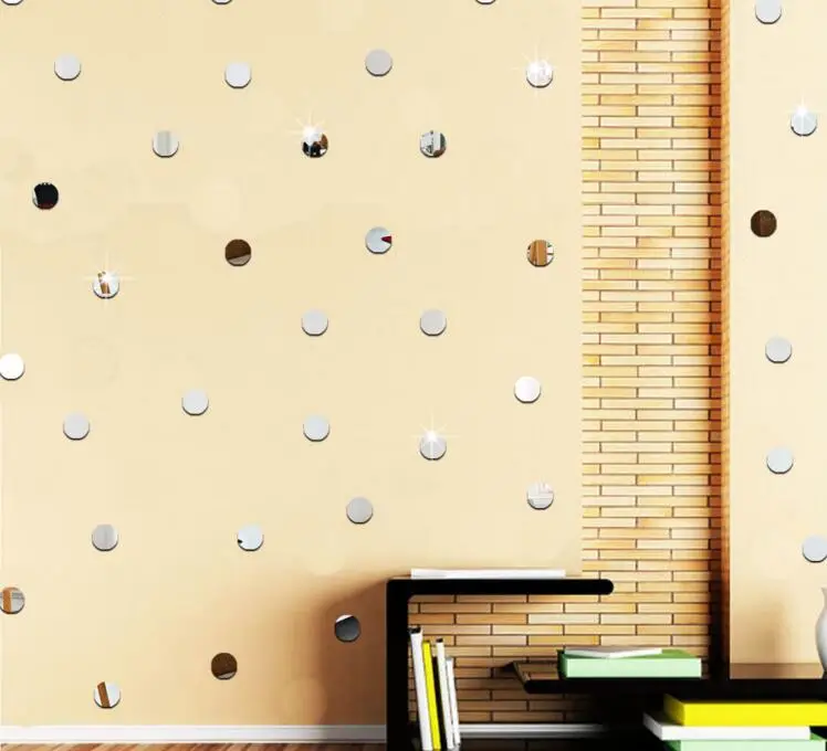 

New arrival Acrylic mirror wall stickers Circle DIY Art wall decor Fashion Silver gold color circular Home 3D decoration
