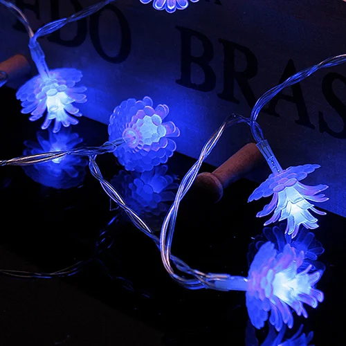 blue Светодиодный светильник-гирлянда из сосновых орехов, украшение для рождественской елки, декоративный светильник для сада на заднем дворе, батарейка AA, портативный светильник - Emitting Color: blue