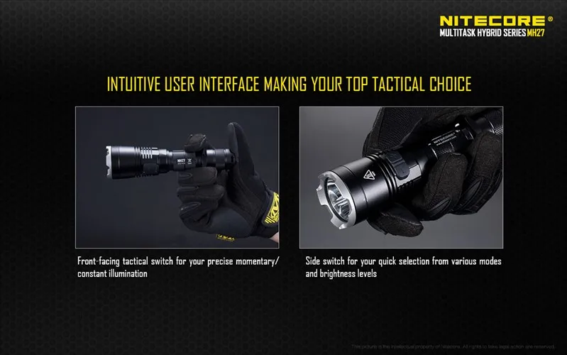 Красный Dot Award Winner Nitecore MH27 1000 люмен CREE XP-L HI V3 светодиодный перезаряжаемый USB фонарик с RGB светодиодный s