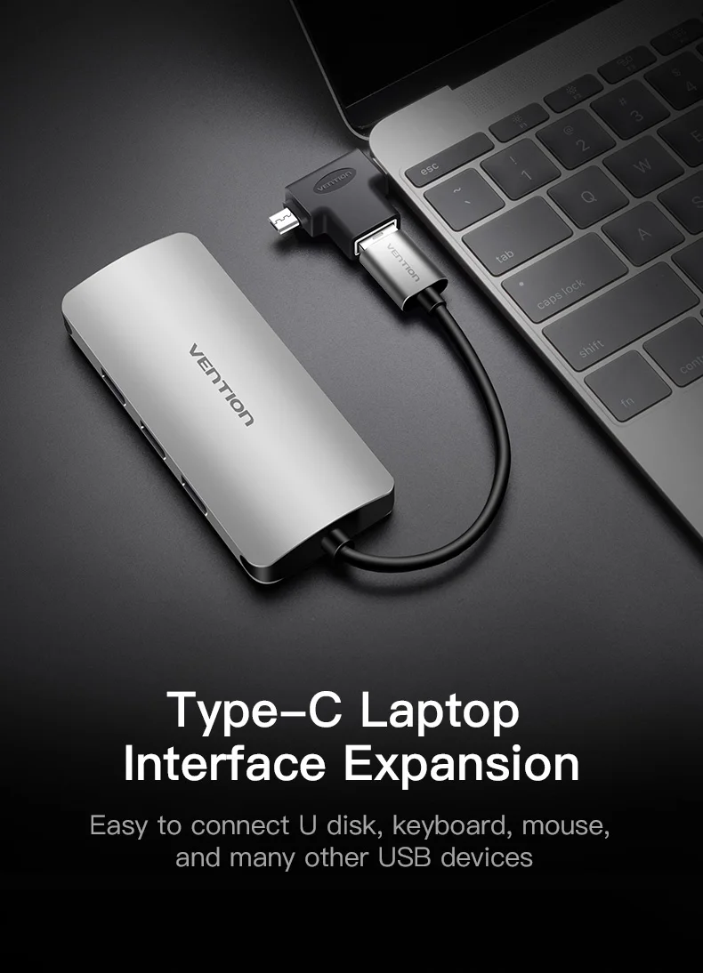Адаптер Vention USB type C USB 3,0 OTG Кабель-адаптер 2 в 1 Micro USB OTG конвертер для Xiaomi One Plus Nexus 6P все в одном