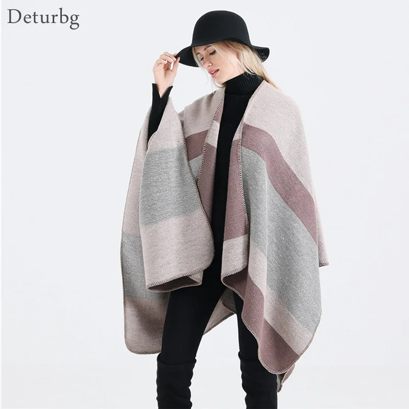 Мода Большой Stripe Pashmina Scarf Для женщин Элитный бренд толстые теплые кашемировые