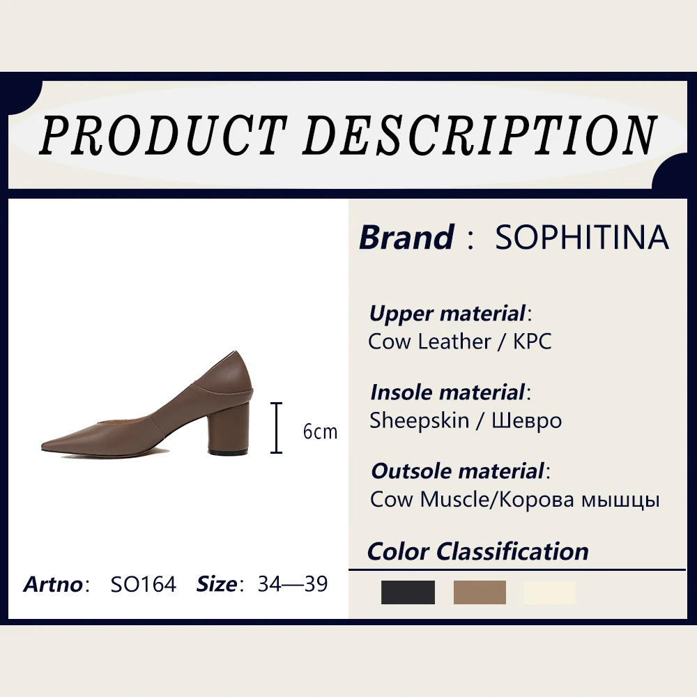 

SOPHITINA High-Quality Women's Pumps Genuine Leather Round Heel Shoes Casual Office Ladies Shoes Shallow Comfortable Pumps SO164