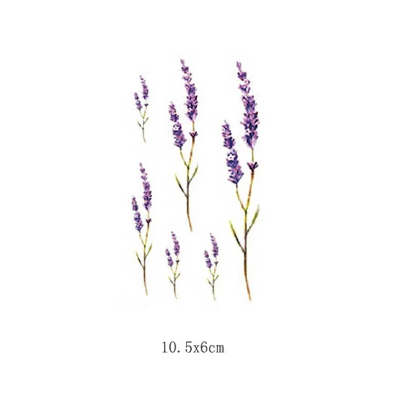 5pcs/lot Waterproof Temporary Tattoo sticker cute sexy lavender flowers Leaves tatoo Water Transfer fake tattoo for kid Adult | Красота и