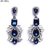 2022 new rhinestone dangle earrings high quality fashion green blue pendant crystal earrings xmas jewelry for women