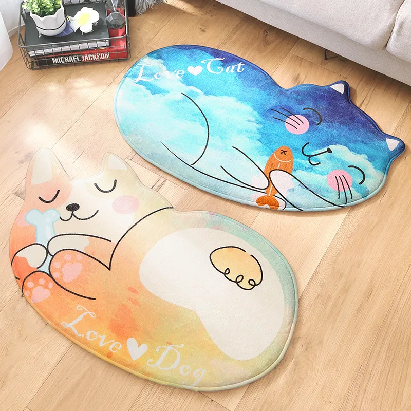 Креативный милый мультяшный мягкий ковер с изображением собаки и кошки для