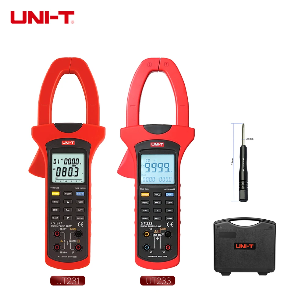 UNI T цифровой измеритель мощности UT233 UT231 трехфазный тест последовательности 1000 А