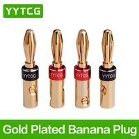 yytcg 4pcs banana connector 4mm speaker banana plugs 24k copper gold plated 4mm banana jack match with 4mm binding post