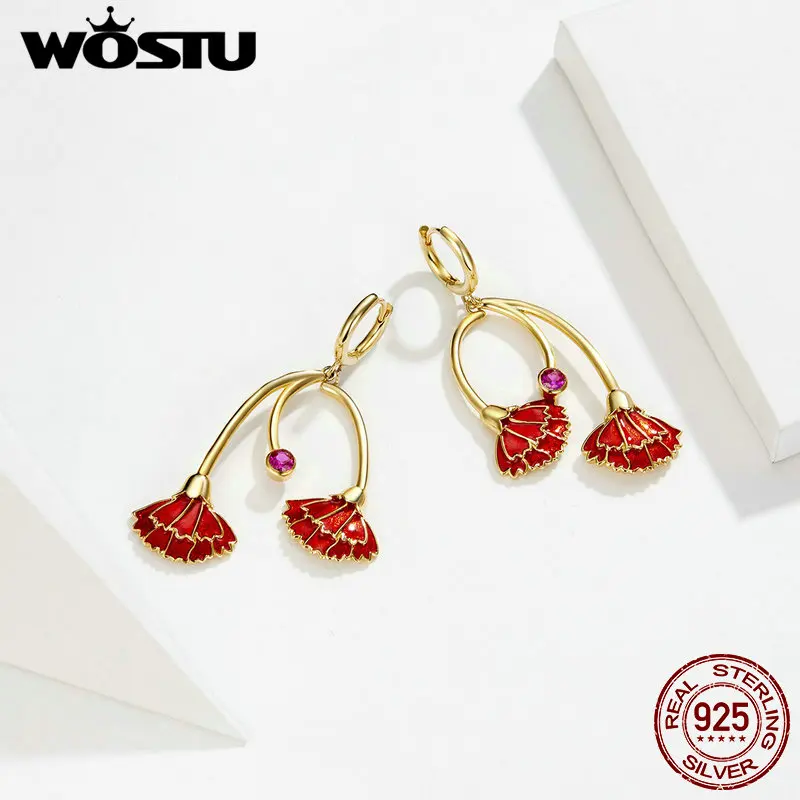 WOSTU Новое поступление большие нежные красивые красные гвоздики серьги для женщин